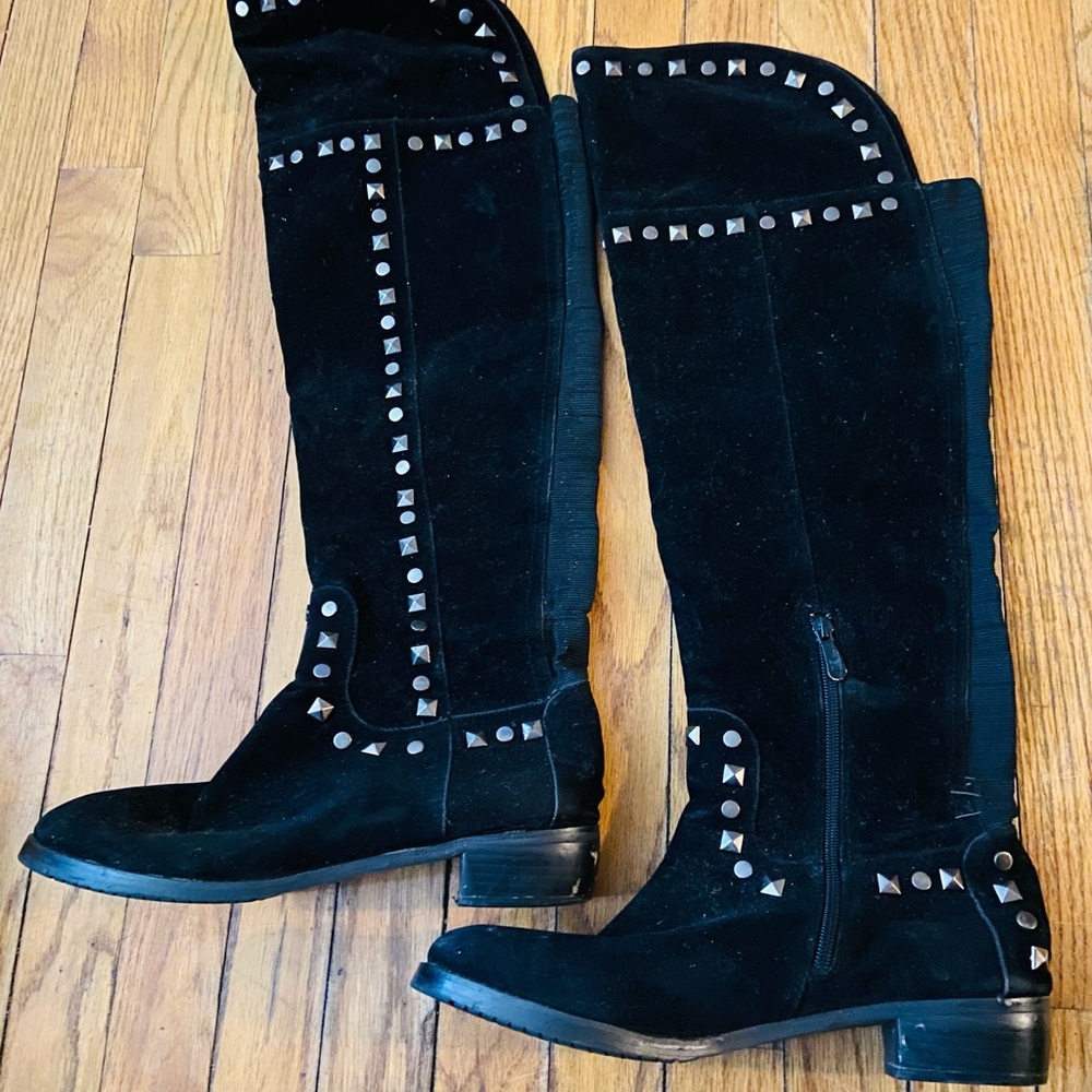 Midnight Velvet Over the Knee Length Studded Black Boots Size 11M